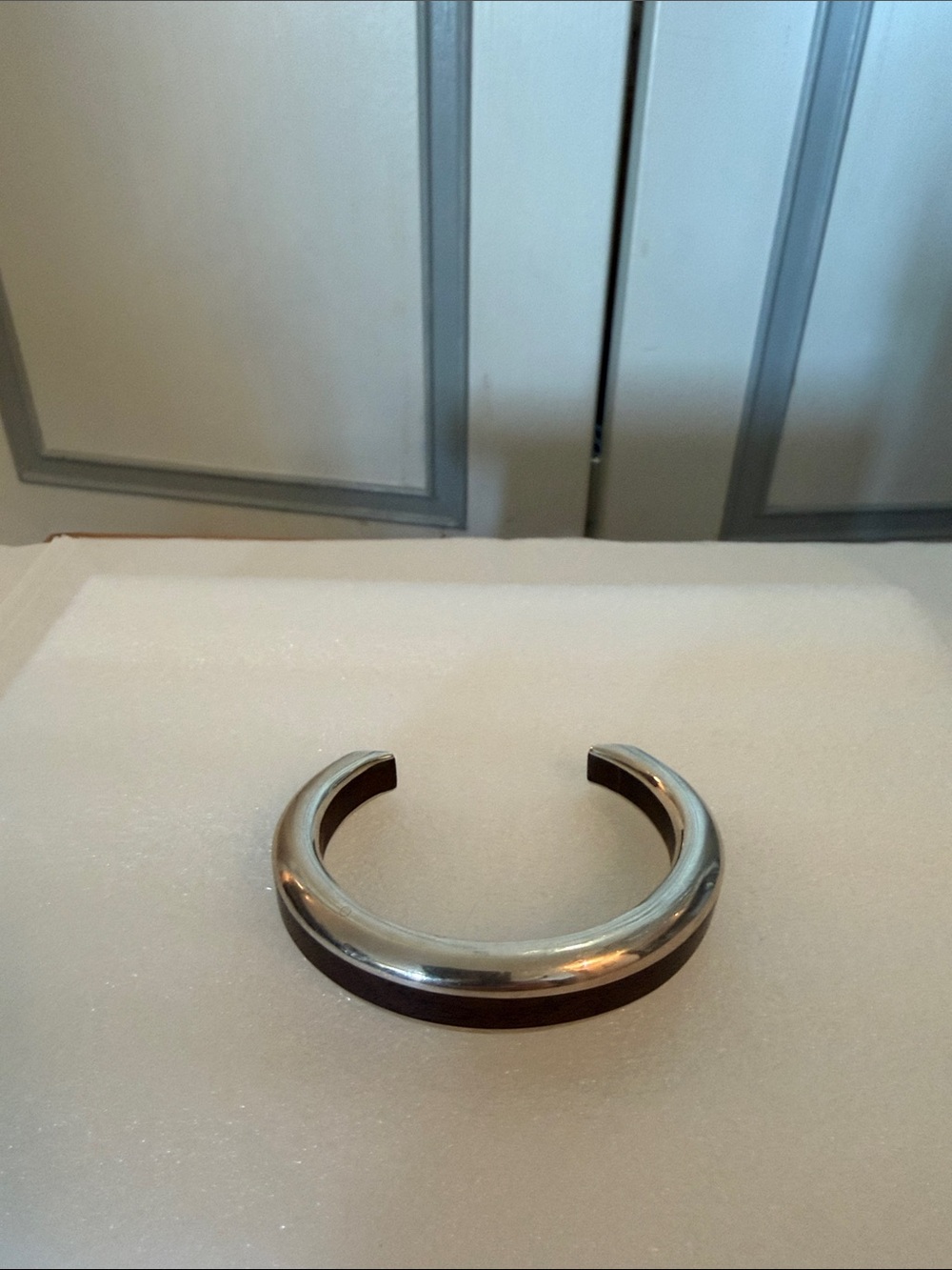 Tiffany & Co. Vintage Sterling Silver & Wood Inlay Cuff Bracelet